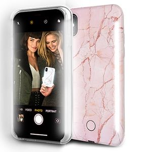 LuMee Duo Selfie Glitter Marble Pink IPhone Case